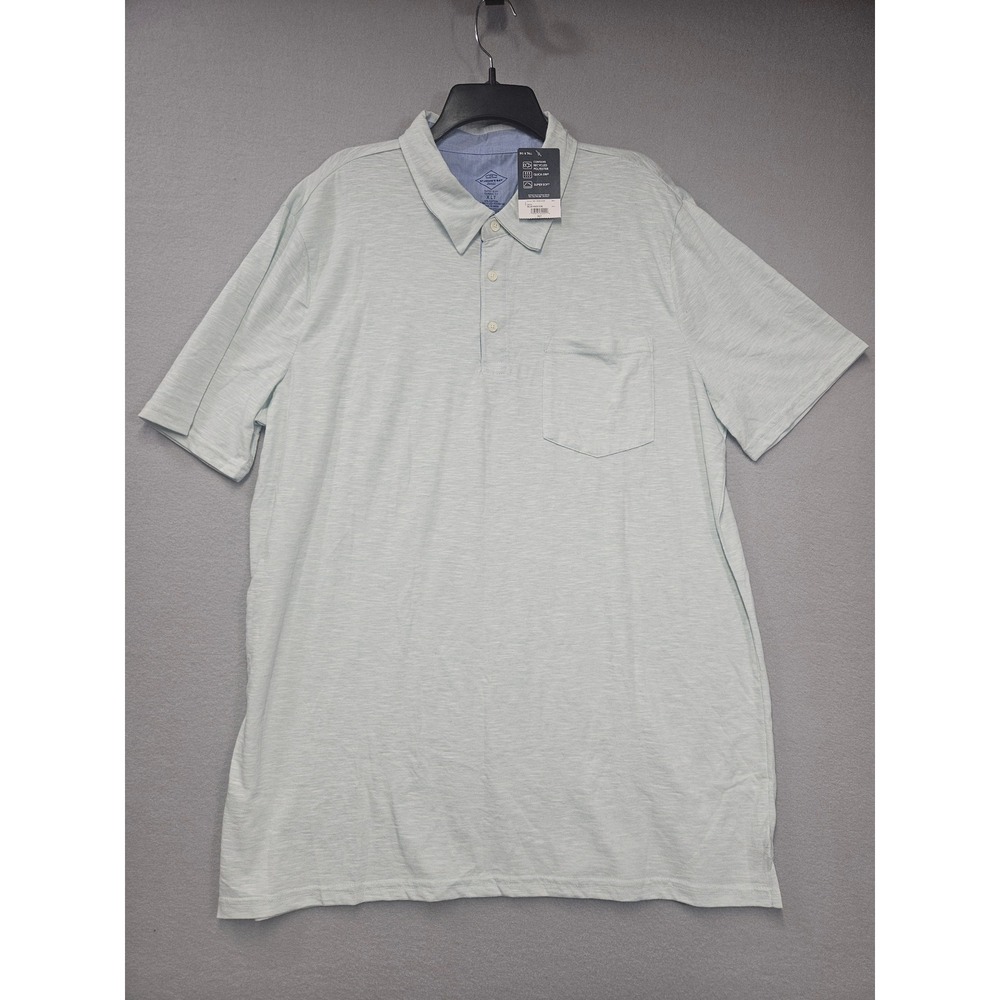 St Johns Bay Mens XLT Blue Haze Quick-Dri Short Sleeve Pocket Polo Shirt NWT
